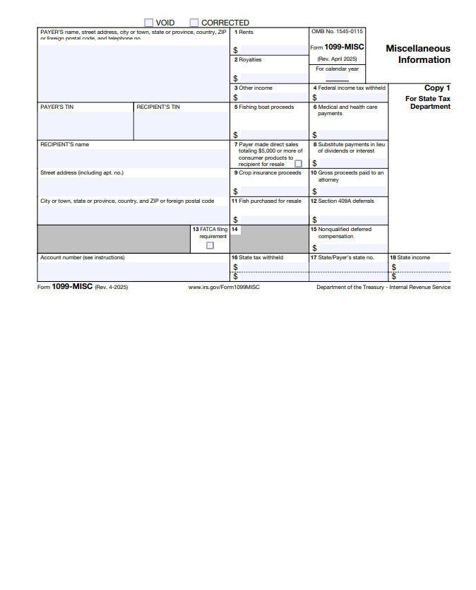 1099 Form-MISC 2025