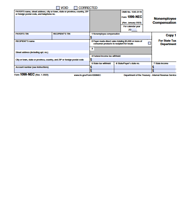 Form 1099-NEC 2022