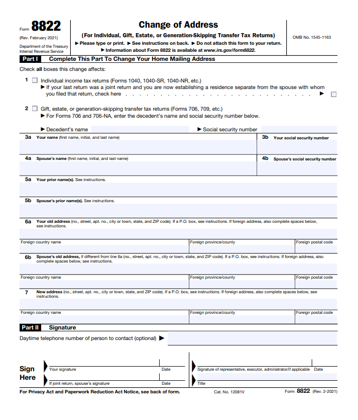IRS Form 8822