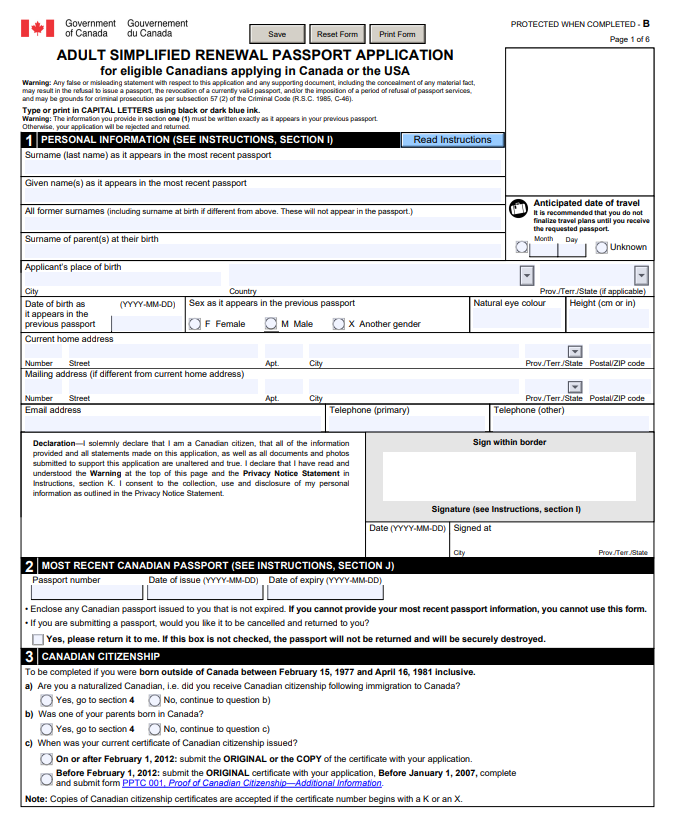 Passport Renewal Form Canada 2025