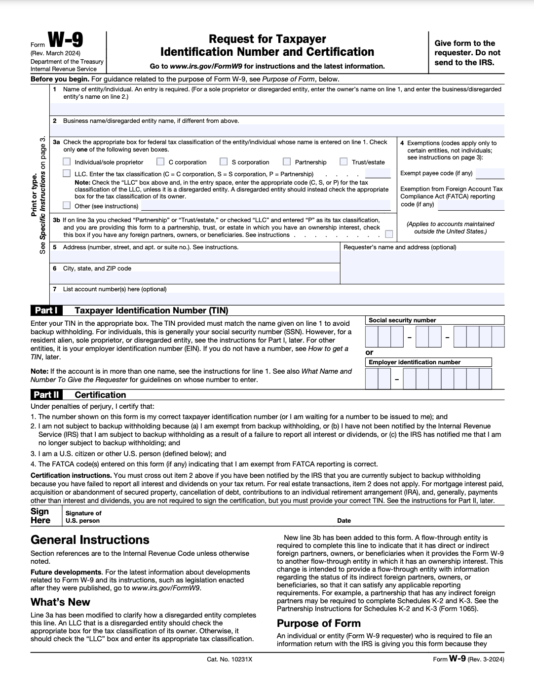 W-9 Form 2024