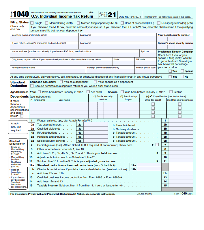 1040 Form 2021