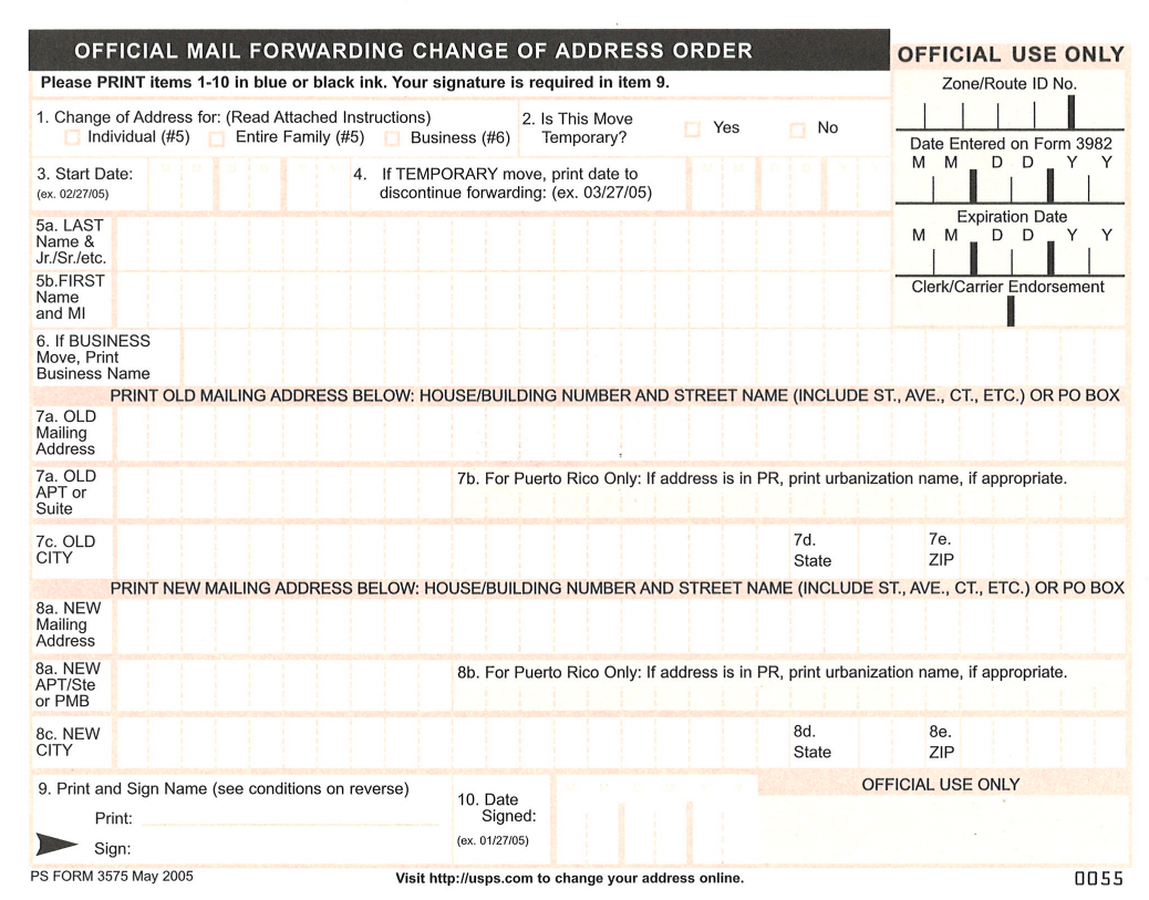 Change of Address Form