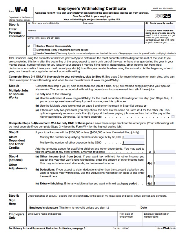 Form W-4 2025