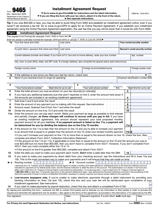 IRS Form 9465