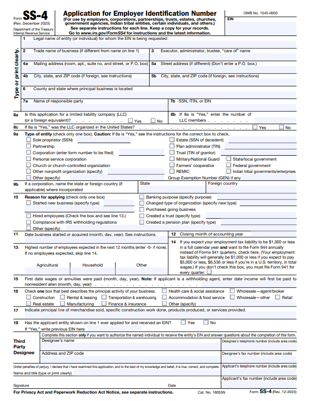 IRS Form SS-4