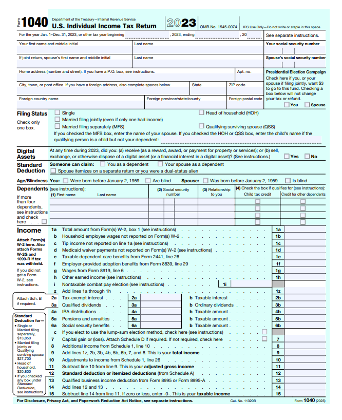 Income Tax Form 2023
