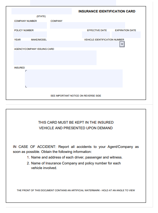 Insurance ID Card Template