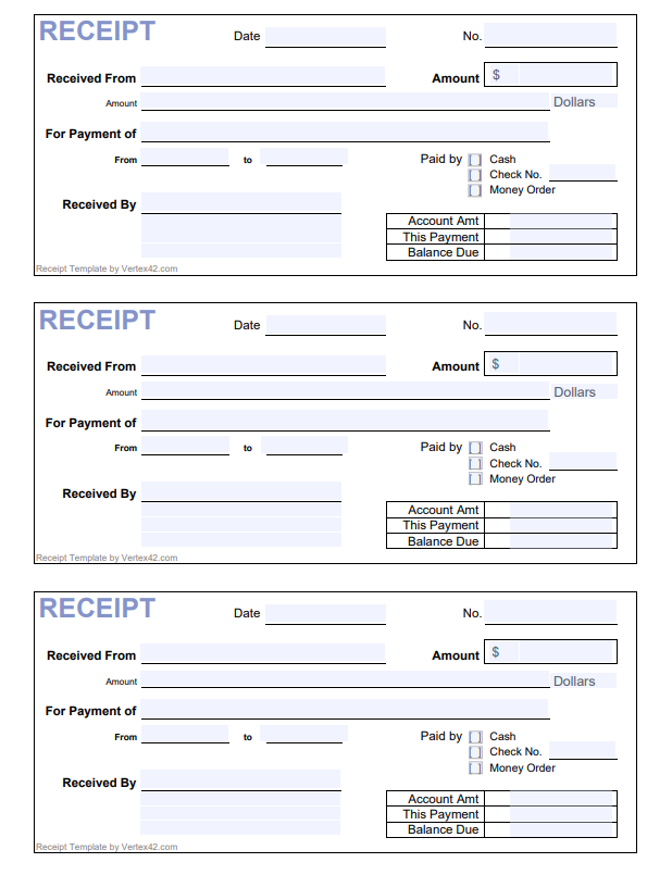 Cash Receipt Form